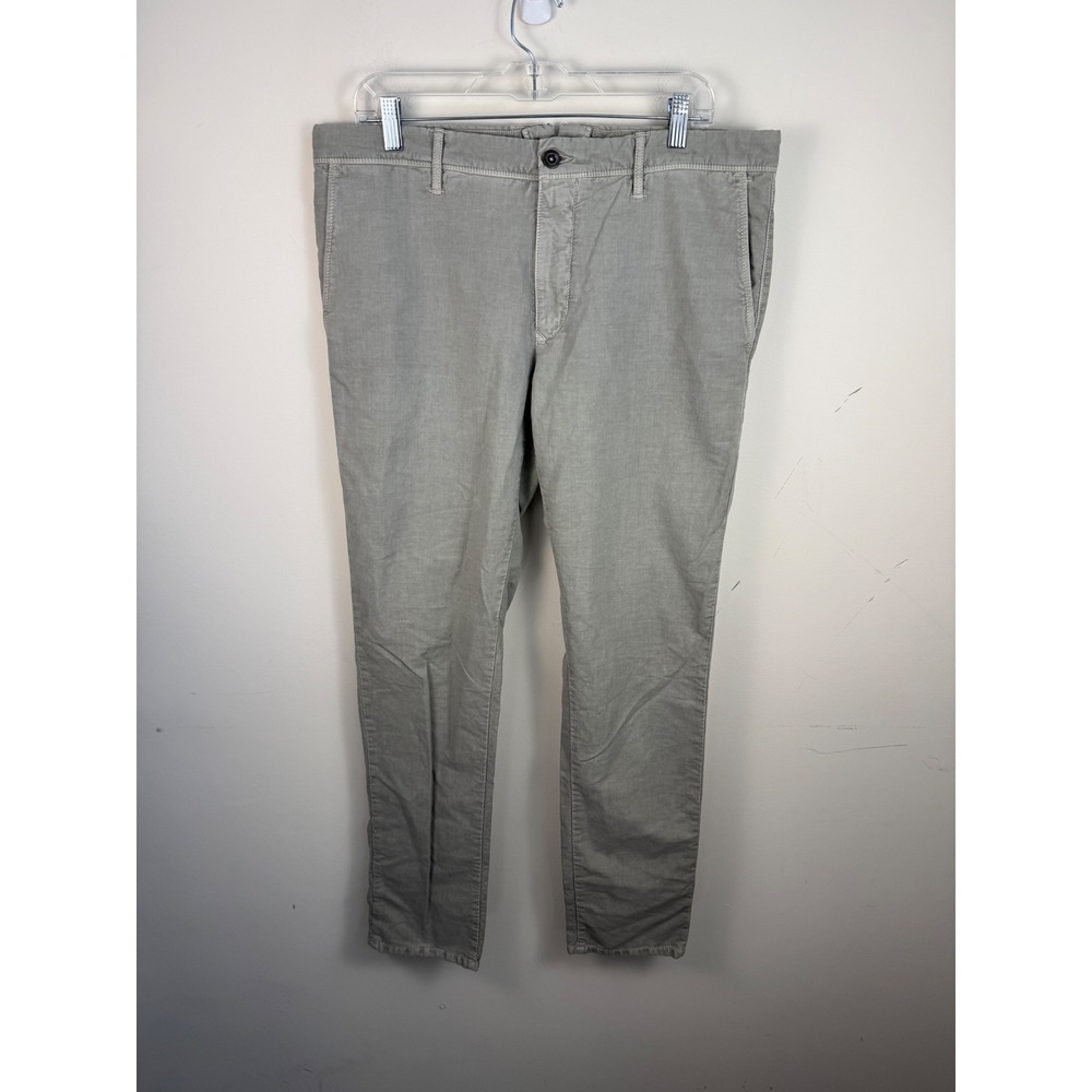 Incotex Slacks Mens 38 Olive Green Sage Grey Cotton Chino Trousers Slim Fit